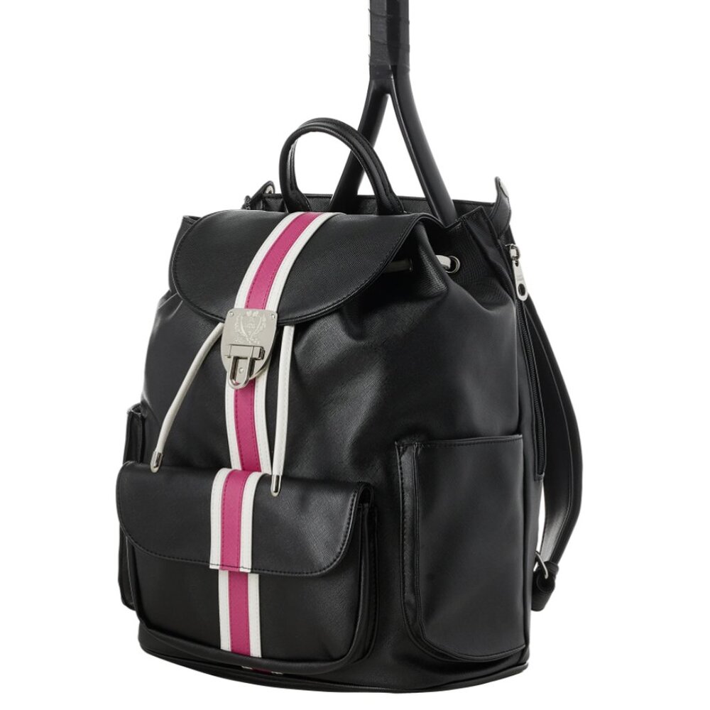 Court Couture Hampton Striped Tennis Backpack Racquet Pickleball Sling Bag Black